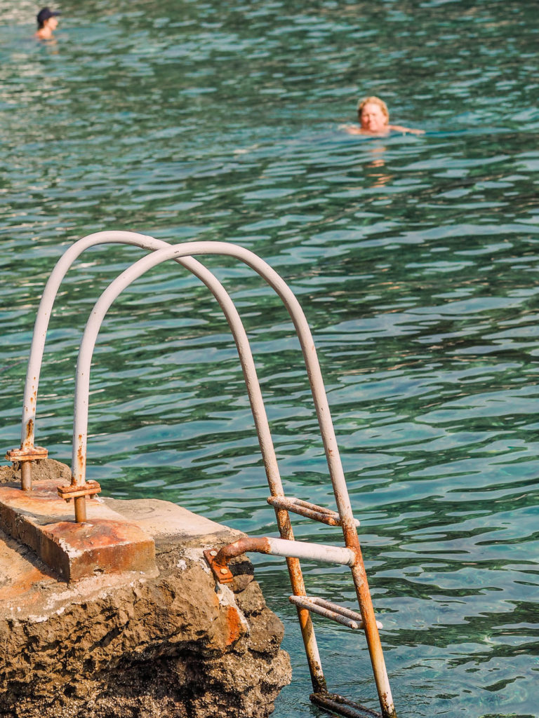 Beach ladder for swimming in Dubrovnik