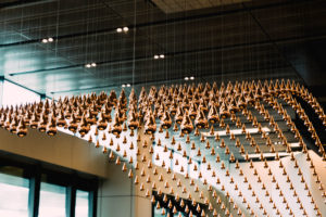 Kinetic Rain Sculpture at Changi Airport Singapore