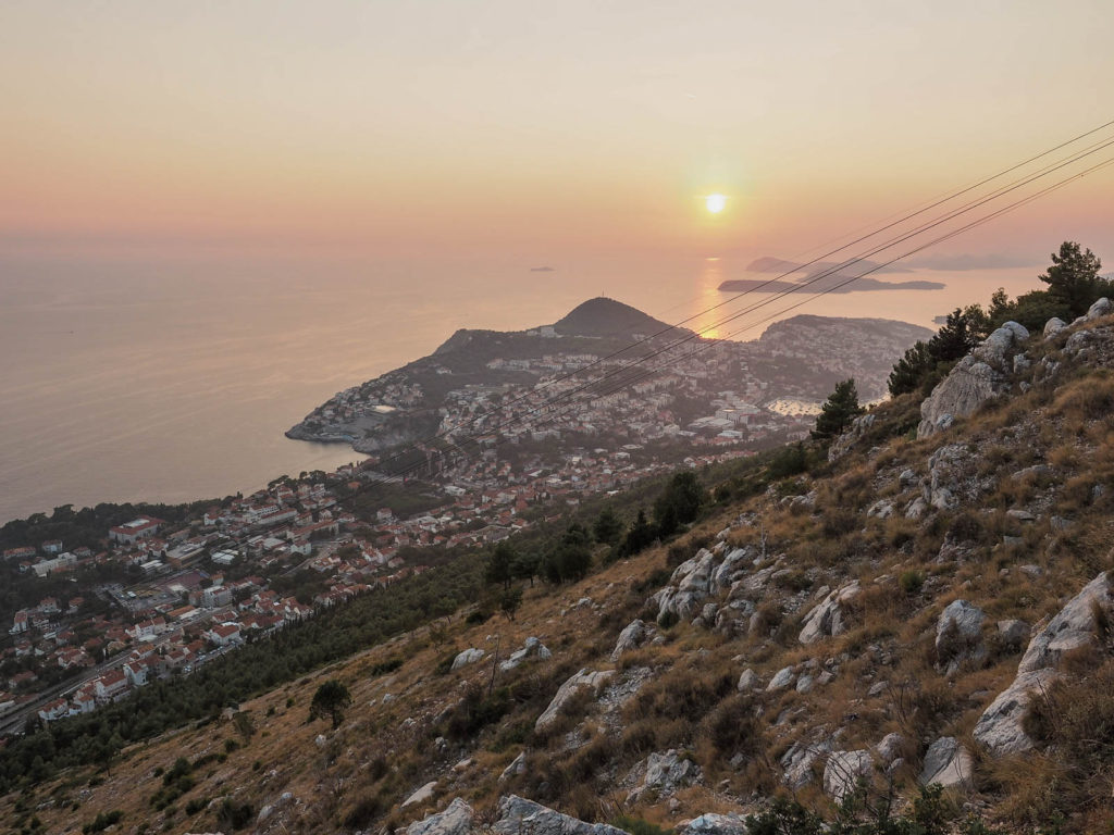 Sunset view from Mount Srd in Dubrovnik, Croatia