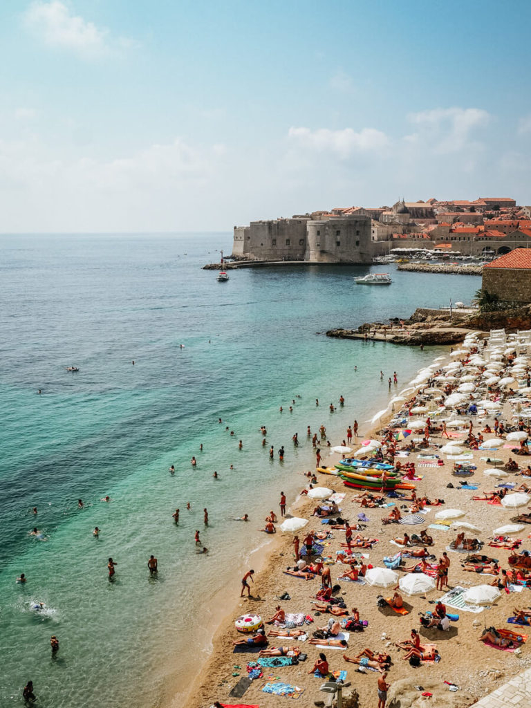 View of Banje Beach in Dubrovnik, Croatia