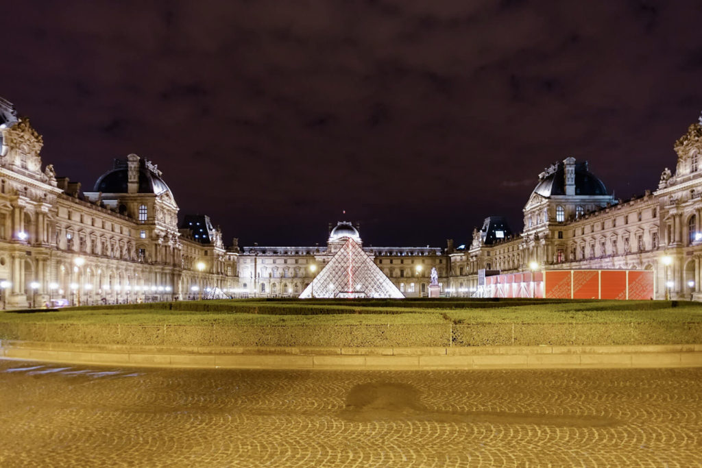Louvre Museum at night during 4 days in Paris