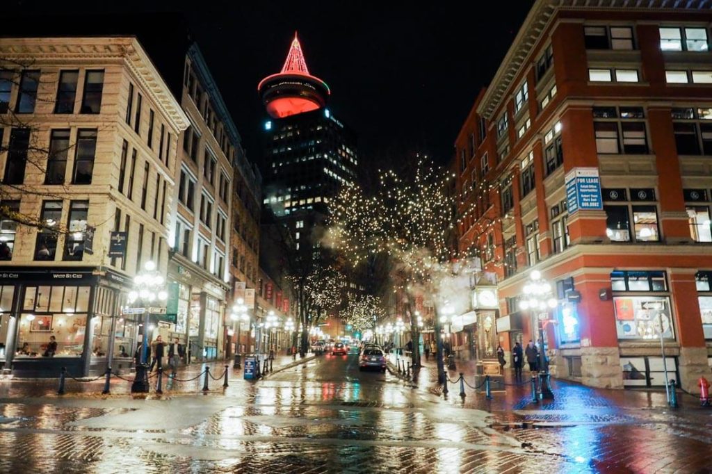 Gastown, Vancouver at night in December