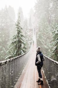 Capilano Suspension Bridge in the snow
