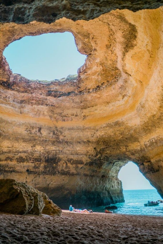 The inside of Benagil Sea Cave in Portugal